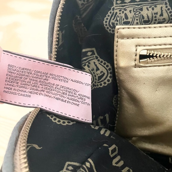 Vintage Black Juicy Couture Purse Tote Bag Handbag Daydreamer Velour Floral Y2K - Picture 10 of 10